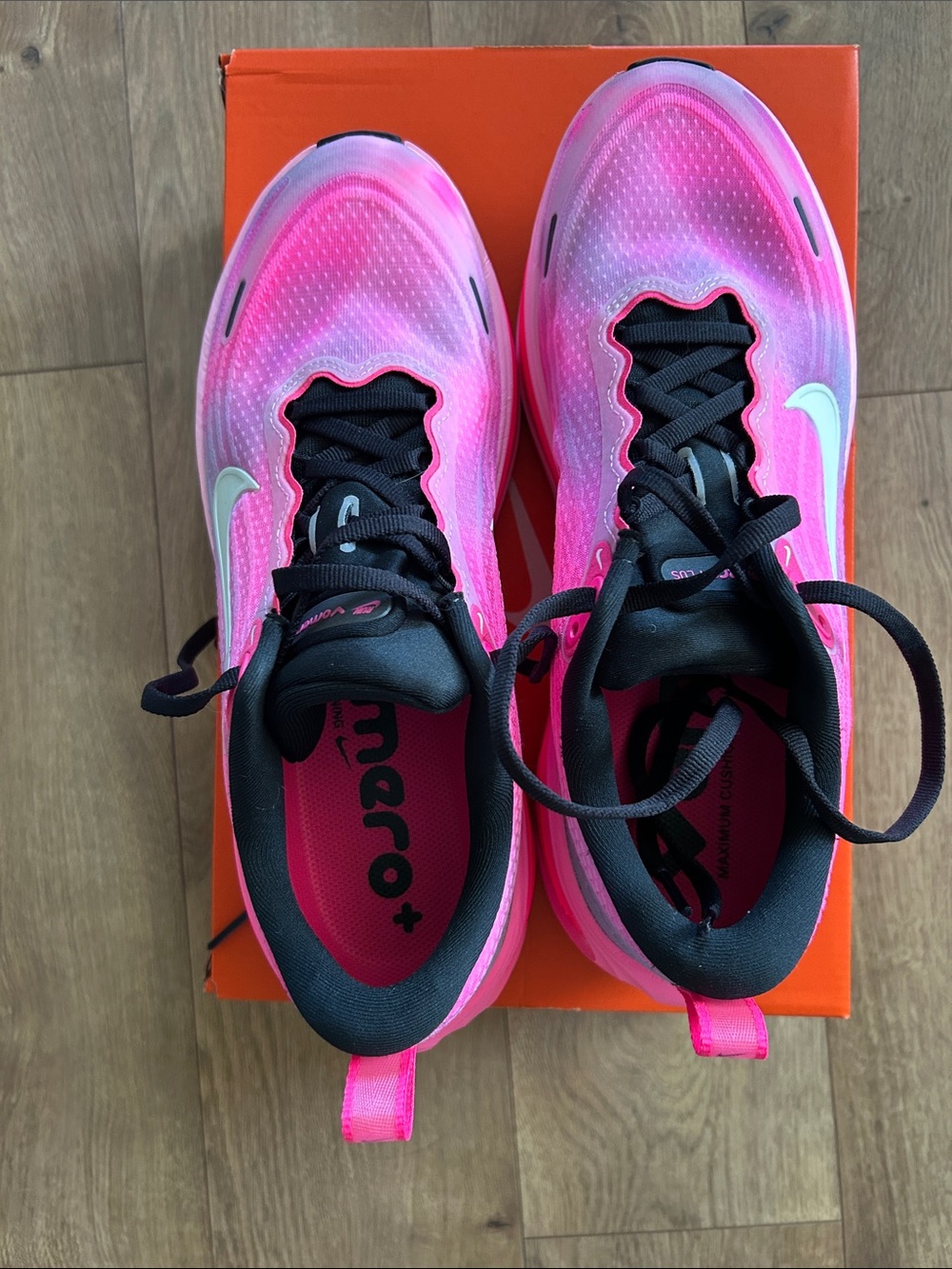 Nike Pink and Black Running Shoes with White Swoosh